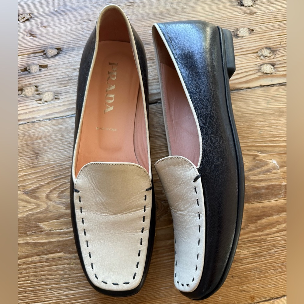 Prada Leather Colorblock Loafers, Size 39